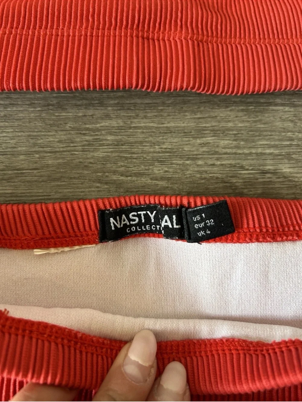 Nasty Gal Ribbed Red High Waist Bikini Set XS High Cut Scoop Neck